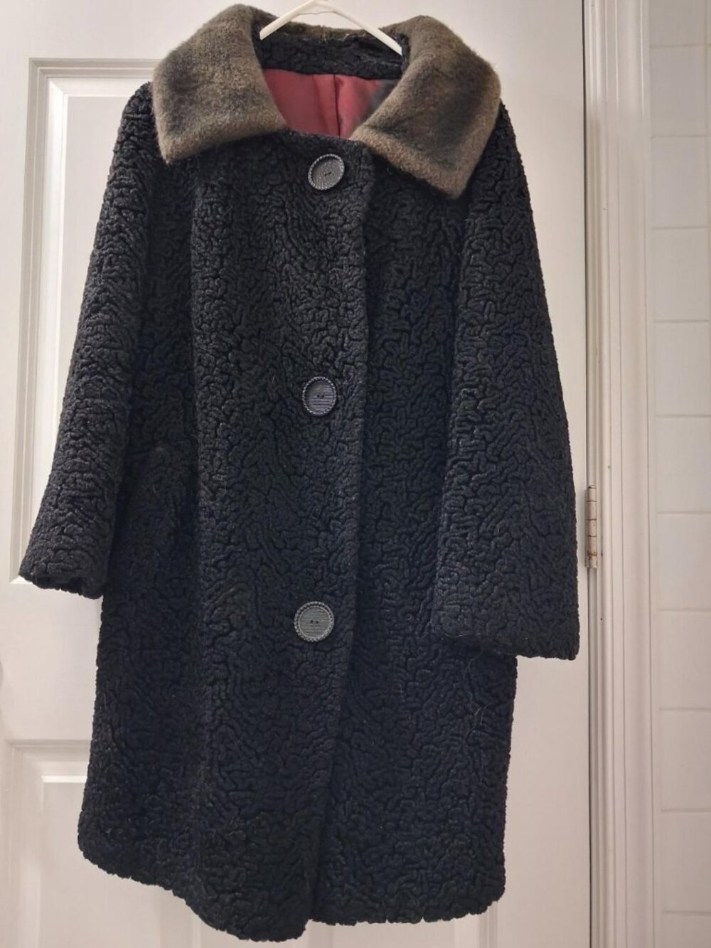 Vintage Genuine Miracurl Faux Black Persian Lamb Coat